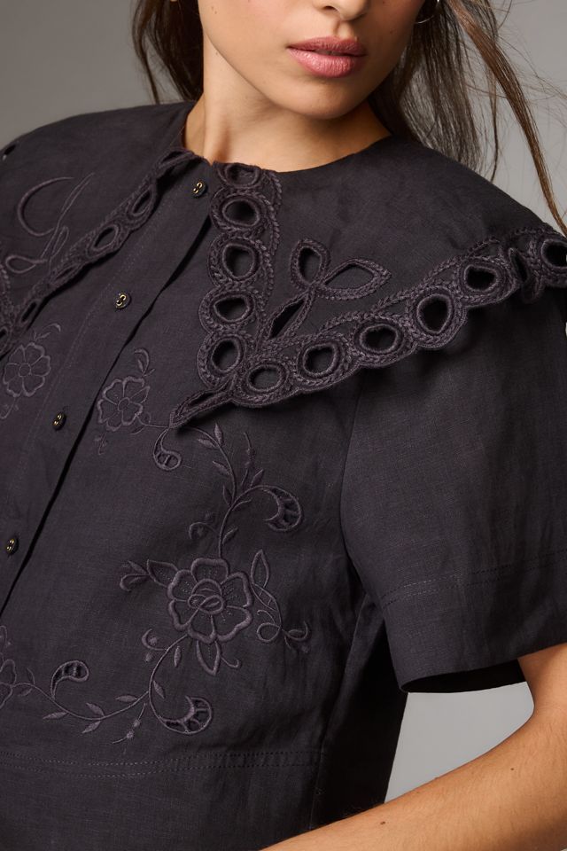 Lovaan Mary Linen Short-Sleeve Top #2