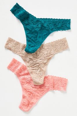 HANKY PANKY ORIGINAL RISE LACE THONGS, SET OF 3 