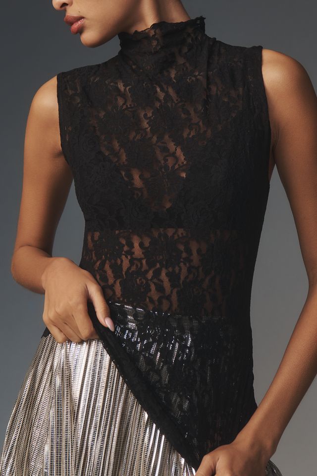 Hanky Panky Sleeveless Mock-Neck Lace Top #3