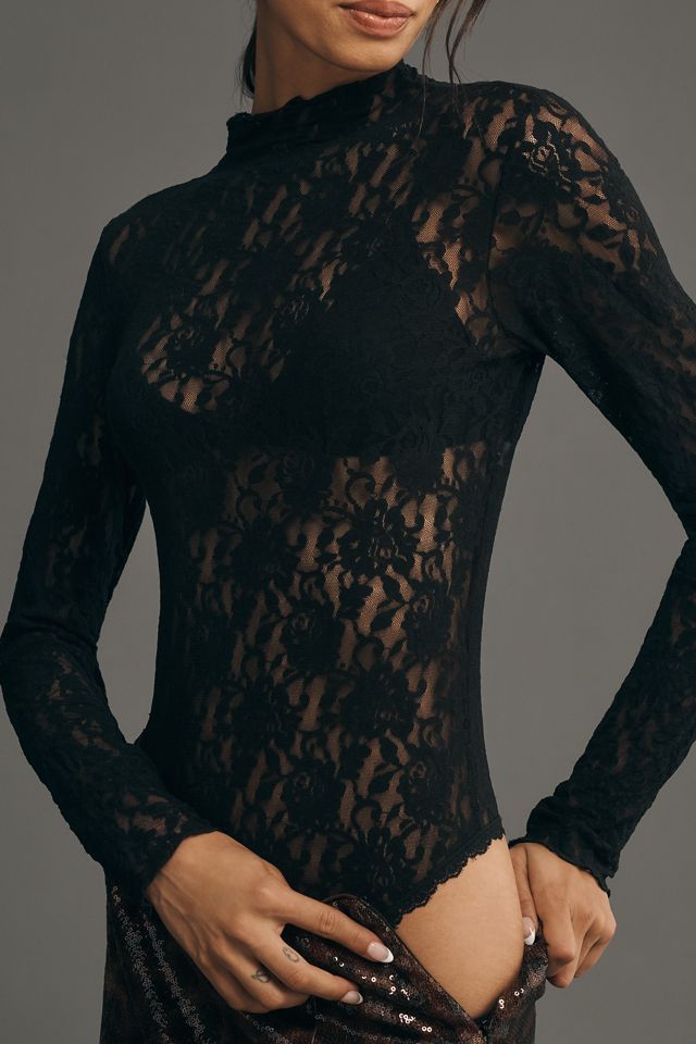 Hanky Panky Long-Sleeve Mock-Neck Signature Lace Bodysuit #2