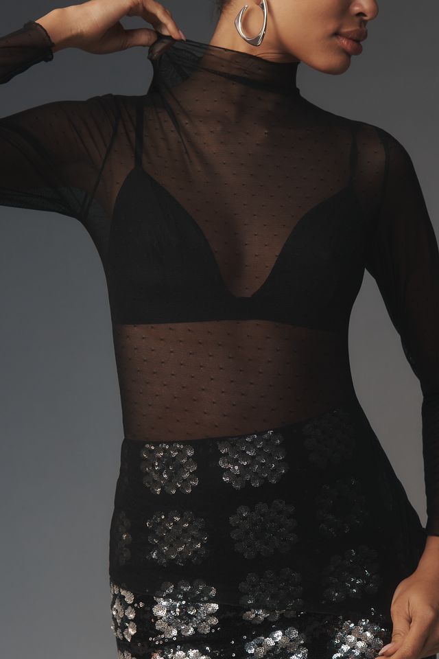 Hanky Panky Long-Sleeve Mock-Neck Lace Top #1