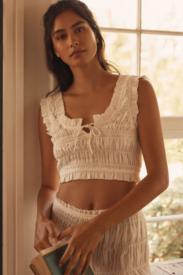 Lyrebird Ruched Ruffle Sheer Bralette In Neutral