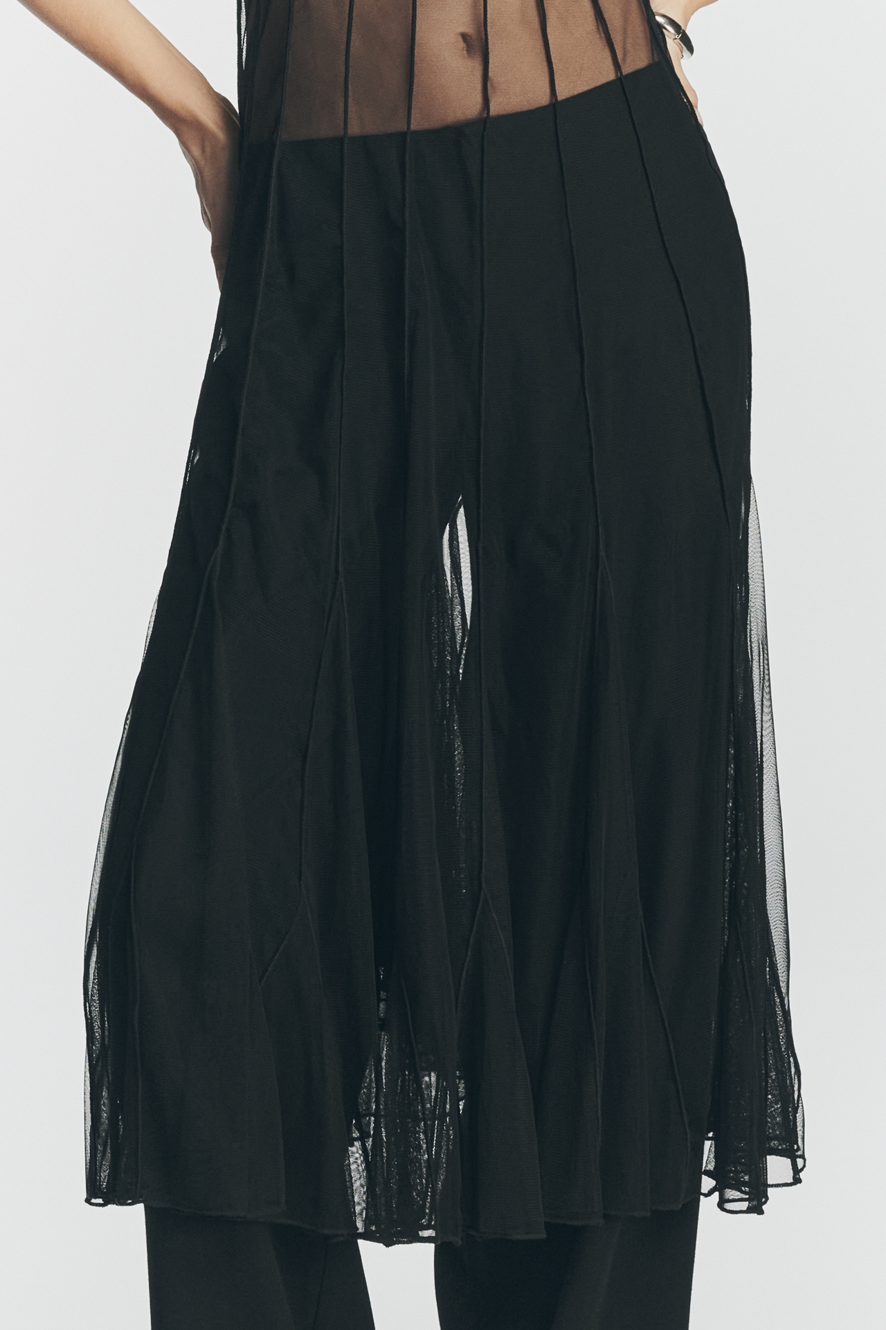 LyreBird Sheer Seamed Midi Dress