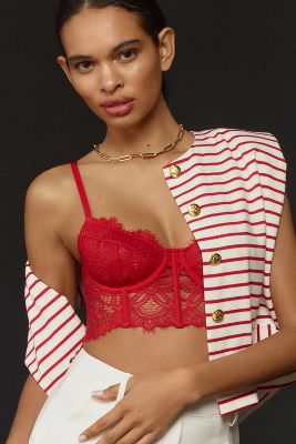 Shop Anthropologie The Giselle Lace Bustier In Red
