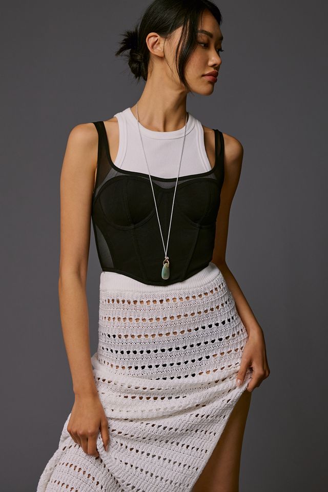 By Anthropologie Mesh Corset Top #1