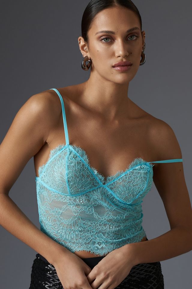 V-Neck Sheer Lace Longline Bralette #2
