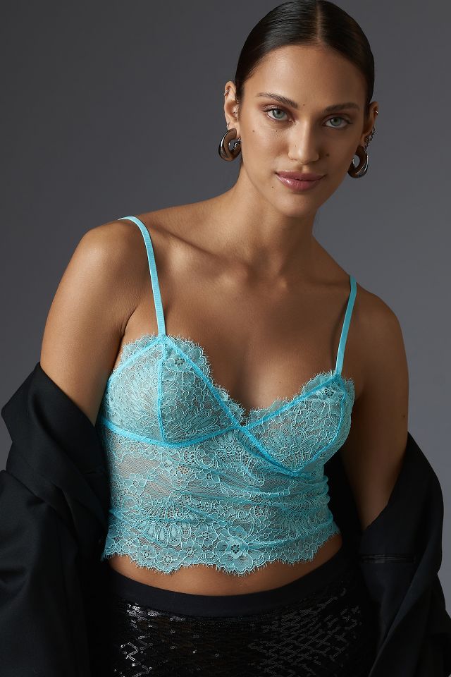 Longline Sheer Bralette with Lace Trim