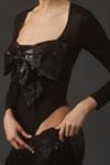 By Anthropologie Sequin Bow Bodysuit
