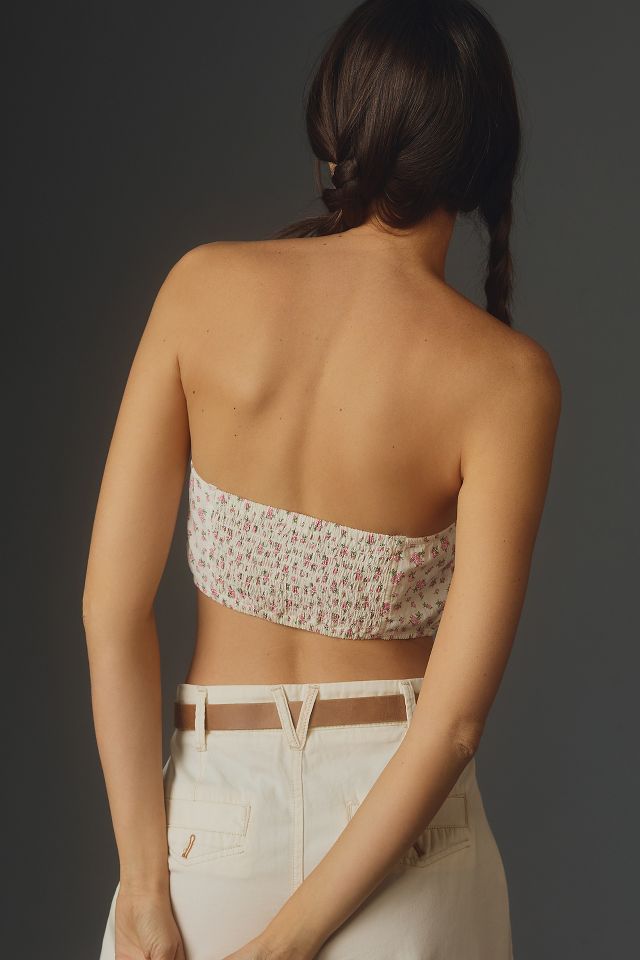 By Anthropologie Floral Bow Bustier Top