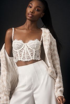 By Anthropologie Giselle Lace Bustier In White