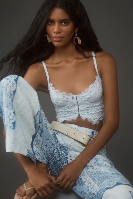 Shop By Anthropologie The Giselle Lace Bustier: Eyelet Edition In Blue