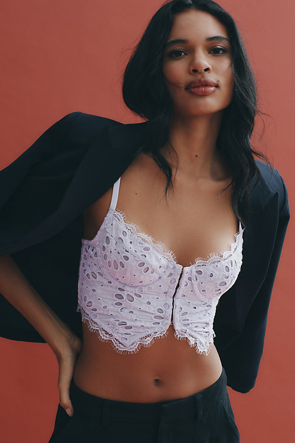 By Anthropologie The Giselle Eyelet Corset In Purple