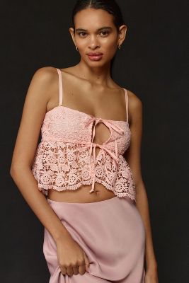 Shop By Anthropologie Strapless Crochet Lace Top In Pink