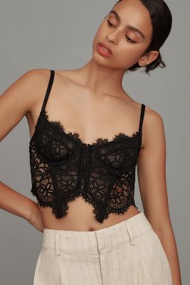 By Anthropologie Hourglass Lace Corset In Black