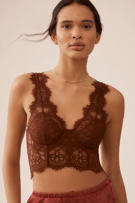 Shop By Anthropologie The Viviette Lace Corset Top In Brown