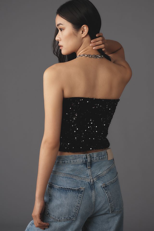 By Anthropologie Sequin Tube Top #4