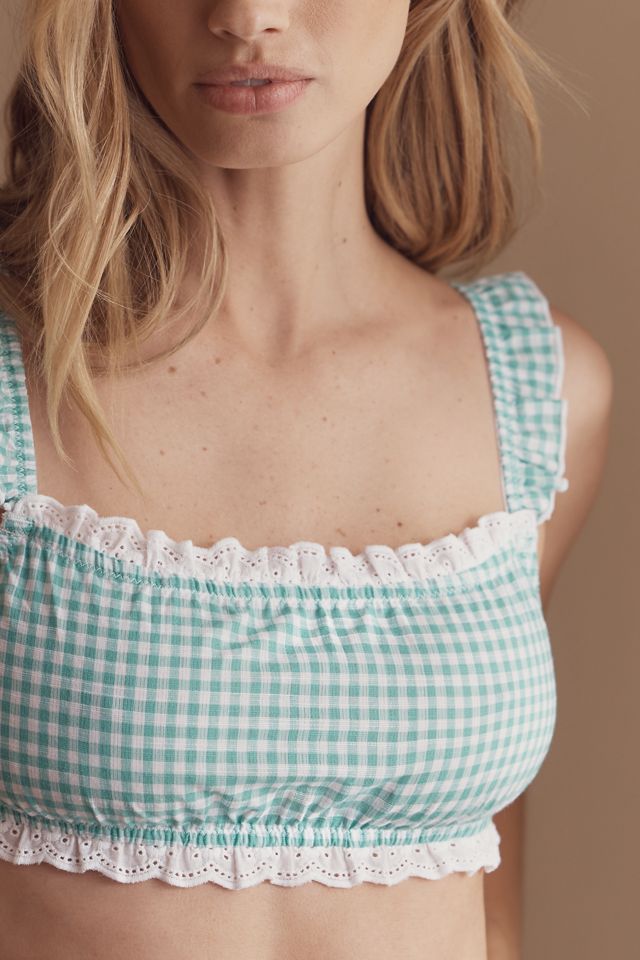 By Anthropologie Eyelet-Trim Gingham Bralette Top #3