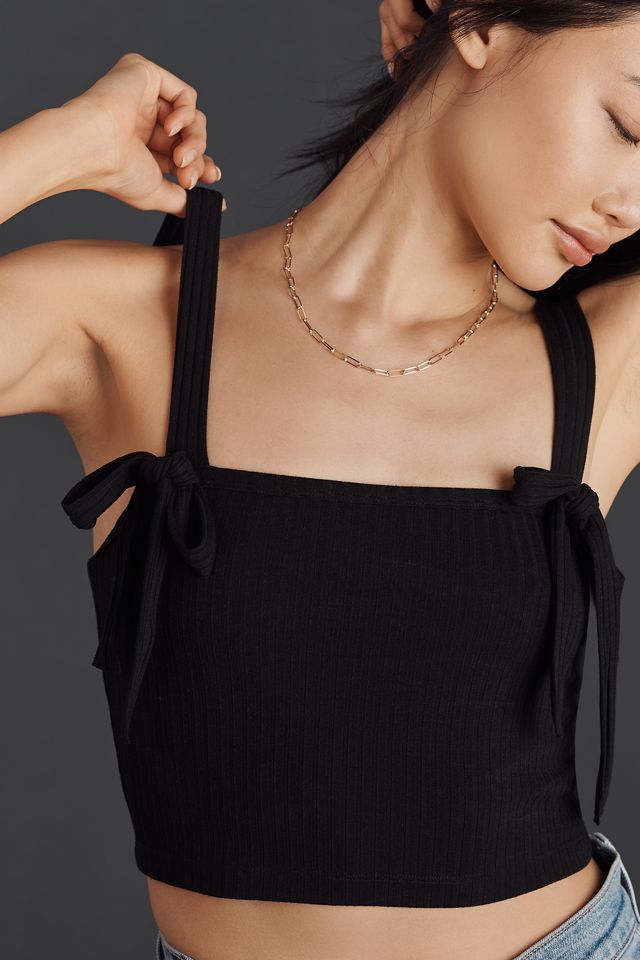 By Anthropologie Ribbed Bow Knit Tank Top #2
