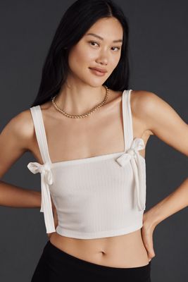 By Anthropologie Ribbed Bow Knit Tank Top