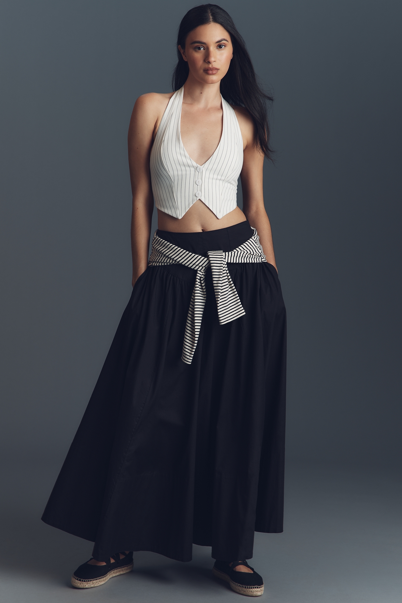 By Anthropologie Pinstripe Halter Vest