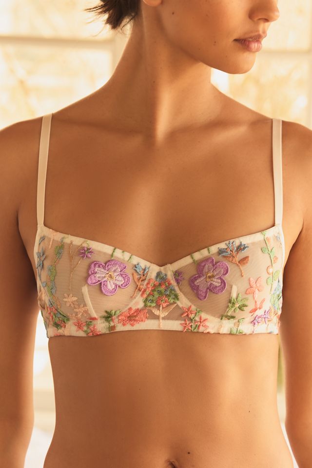 By Anthropologie Floral Embroidered Underwire Bra #1