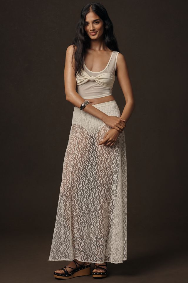LyreBird Knot-Front Mesh Crop Tank #2