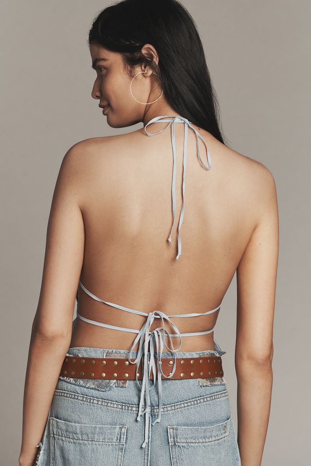 By Anthropologie Halter Tie-Back Ruched Tank #3