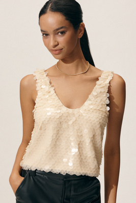 LyreBird Scoop-Neck Paillette Tank Top