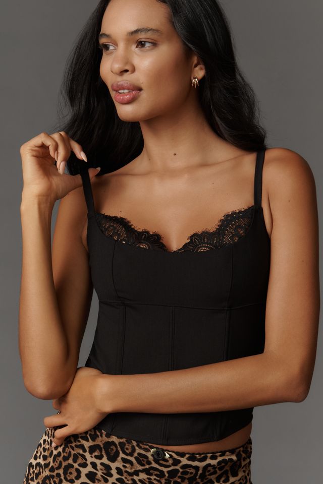 LyreBird Structured Lace-Trim Corset Top #1