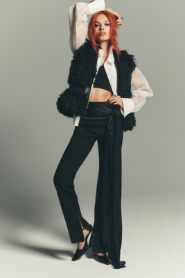 Lyrebird Lace Chiffon Underwire Corset In Black