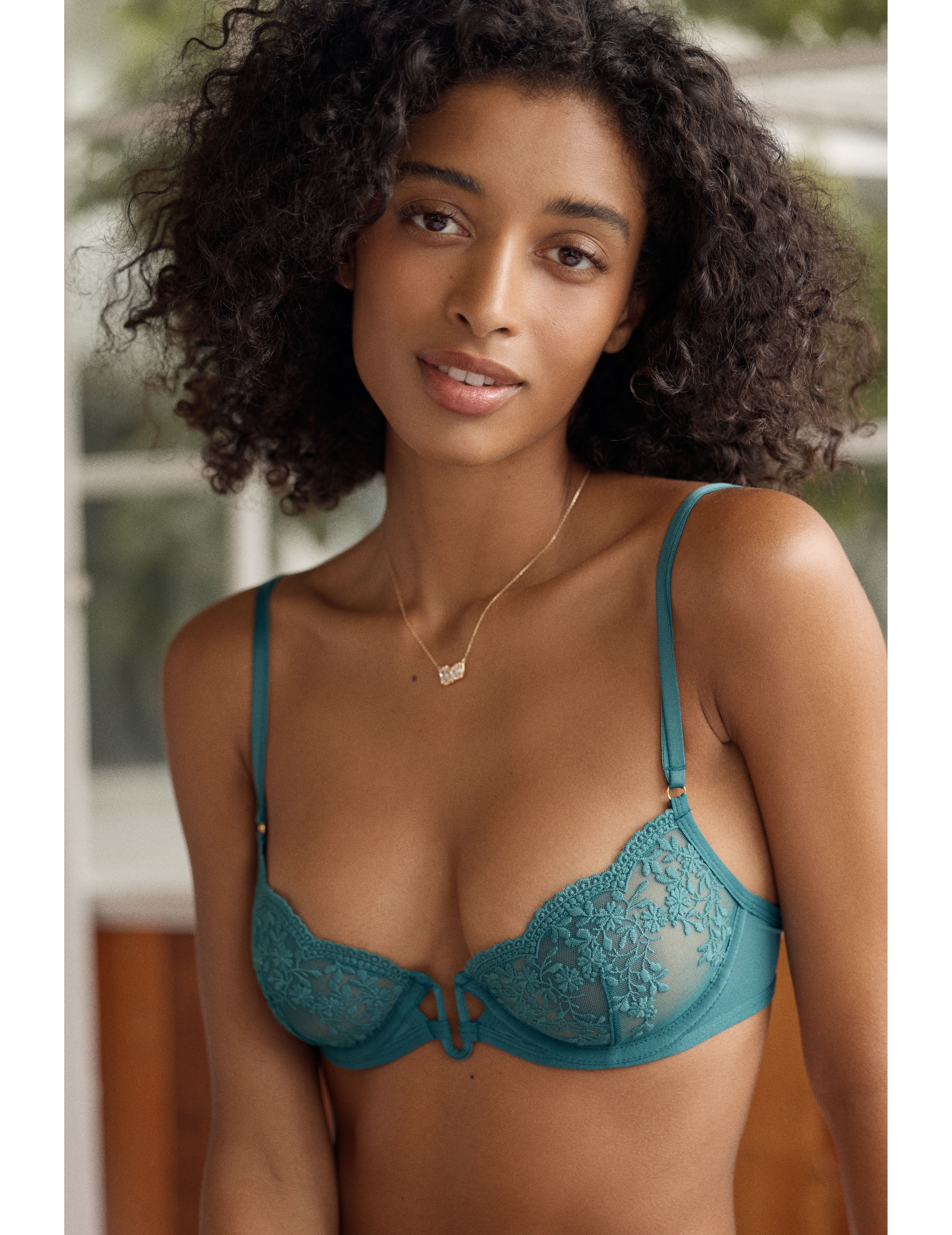 LyreBird Embroidered Mesh Underwire Bra