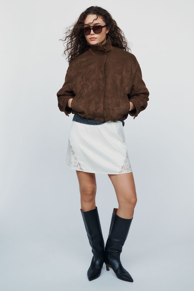 LyreBird Lace-Trim Satin Slip Mini Skirt #3