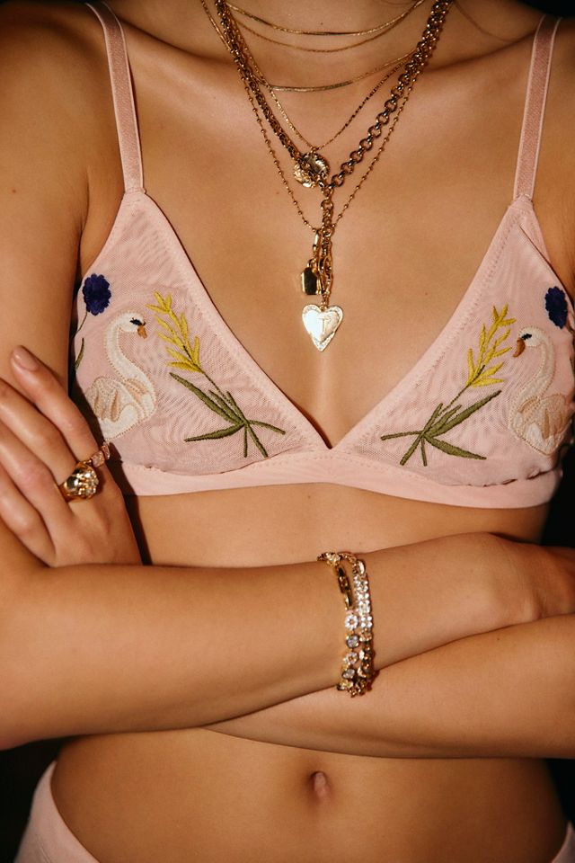 Bralette de Malla con Triángulo Bordado LyreBird #1