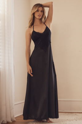 Mucci Serafina Maxi Slip Dress In Black