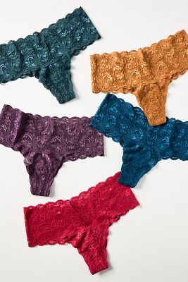 Cosabella Never Say Never Comfie Thongs, Set Of 5 In Blue