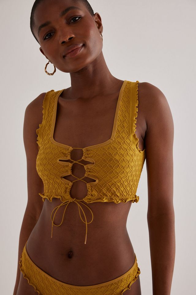 By Anthropologie Seamless Eyelet Tie-Front Bralette