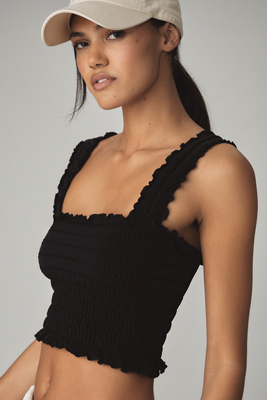 BY ANTHROPOLOGIE SEAMLESS SMOCKED SQUARE-NECK TANK TOP 