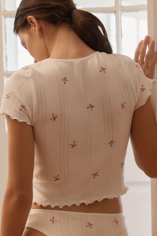 By Anthropologie Seamless Pointelle Babydoll Tee #1