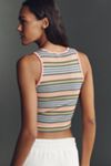 The Reegan Crew-Neck Crop Racerback Seamless Tank Top: Striped Edition