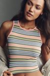 The Reegan Crew-Neck Crop Racerback Seamless Tank Top: Striped Edition
