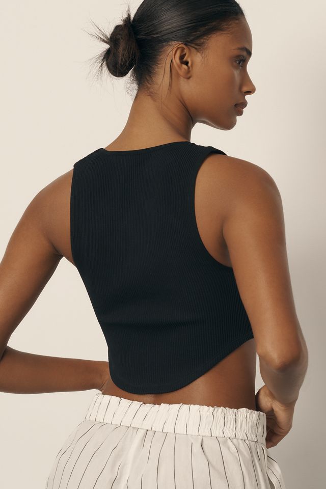 By Anthropologie Seamless Henley Crop Top #1