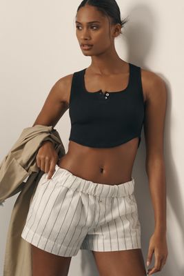 By Anthropologie Seamless Henley Crop Top