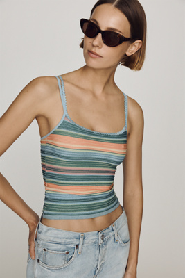 LyreBird Sparkle Rainbow Stripe Double-Strap Tank Top