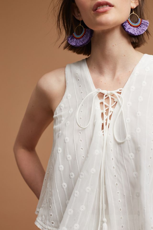 Sleeveless Lace-Up Romper #1
