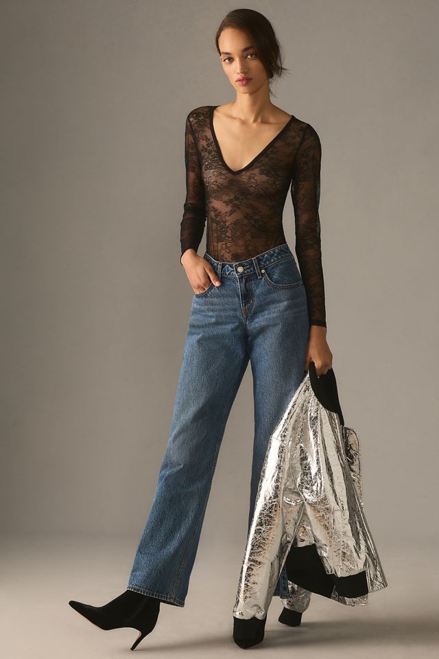 By Anthropologie Deep V-Neck Lace Bodysuit #2