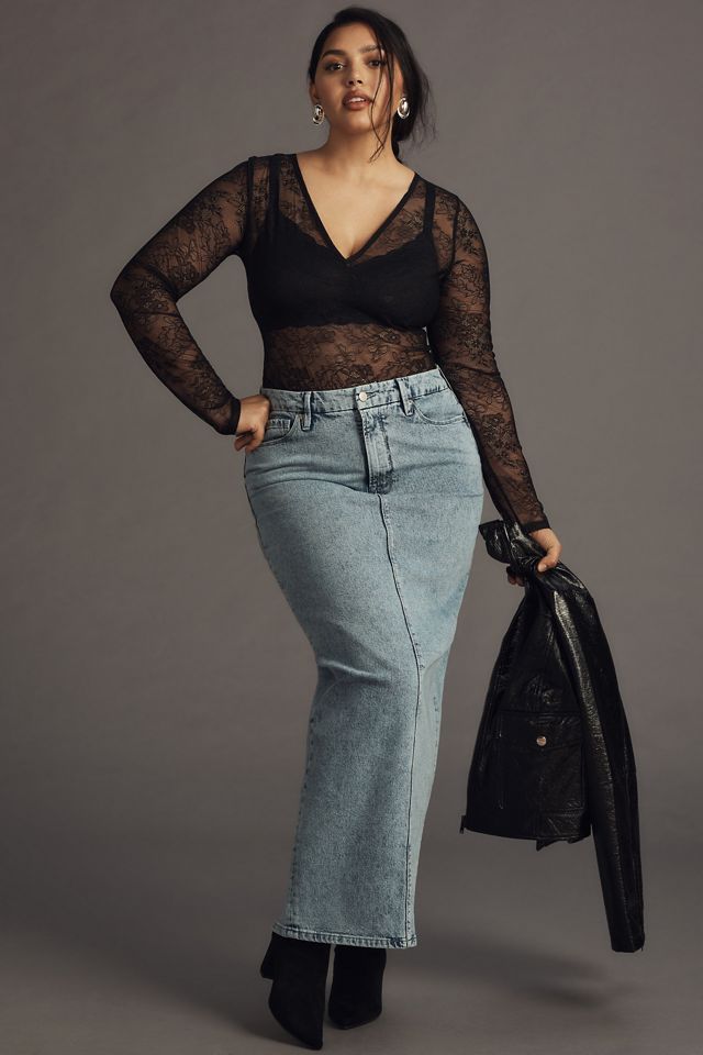 By Anthropologie Deep V-Neck Lace Bodysuit #6