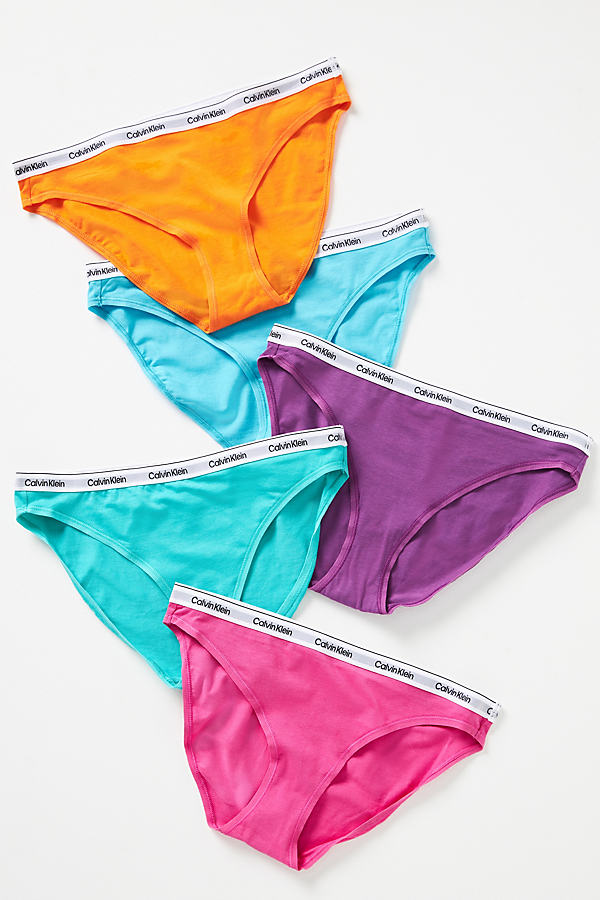 Calvin Klein Signature Logo Bikini Panties, Set Of 5 In Multicolor