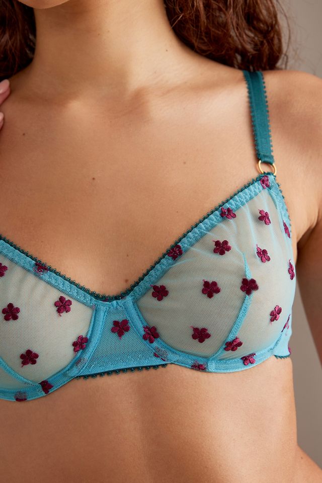 Dora Larsen Maudie Mesh Floral-Embroidered Bra #1