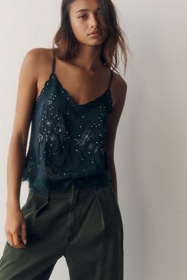 Camiseta sin Mangas de Encaje con Adornos LyreBird