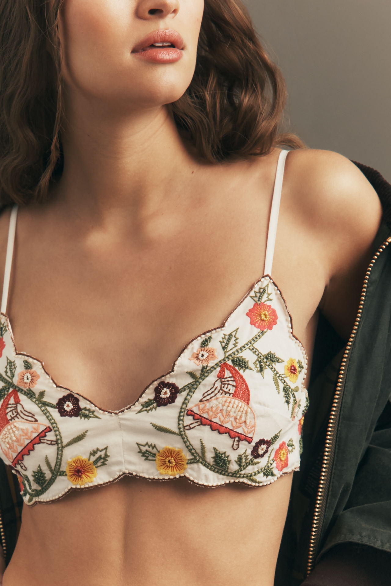 LyreBird Embroidered Beaded Bralette